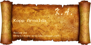 Kopp Arnolda névjegykártya